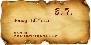 Bondy Tícia névjegykártya